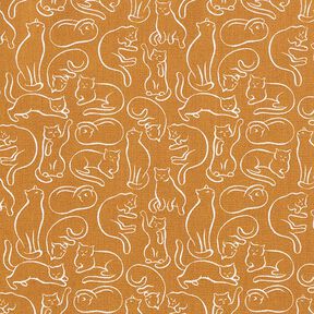 Cotton Cretonne playful cats – curry yellow, 