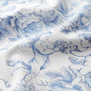 Cotton Cretonne angels and roses – blue/white, 