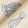 Double Gauze/Muslin embroidered fish | Poppy Fabrics – offwhite/royal blue,  thumbnail number 4