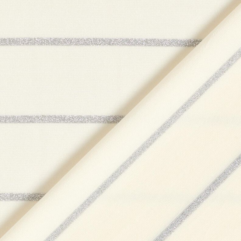 Jersey wide glitter stripes – white/metallic silver,  image number 5
