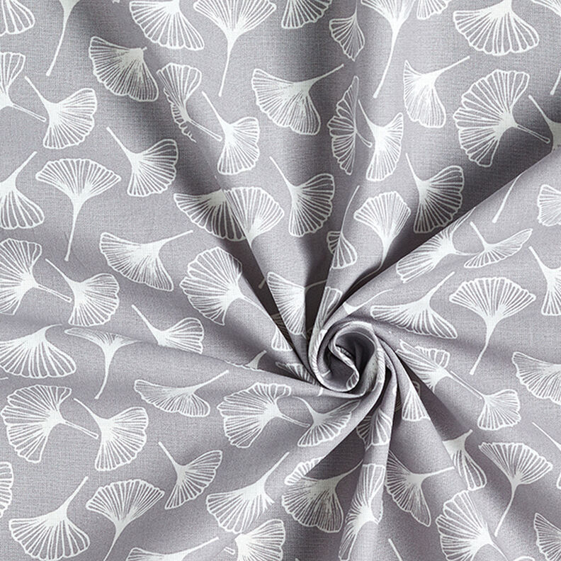 Cotton Cretonne Ginkgo – grey, image number 3
