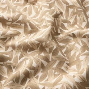 Decor Fabric Half Panama sea of leaves – offwhite/light brown, 