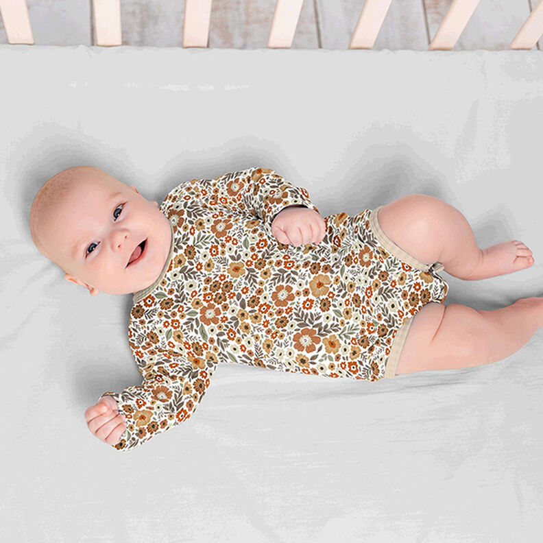 Cotton Jersey autumnal sea of flowers – offwhite,  image number 6