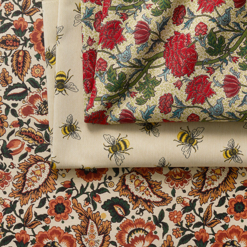 Decor Fabric Tapestry Fabric artistic peonies – light beige/carmine, image number 7