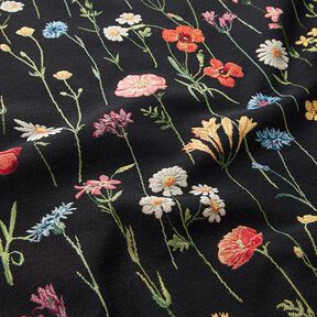 Decor Fabric Tapestry Fabric wildflowers – black/rosé, 
