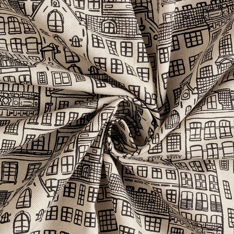 Decor Fabric Half Panama townhouses – natural/black,  image number 3
