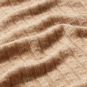 Knit Fabric Ajour elegant glitter stripes – light brown, 