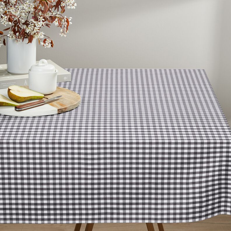 Cotton Vichy check 1 cm – pearl grey/white,  image number 7