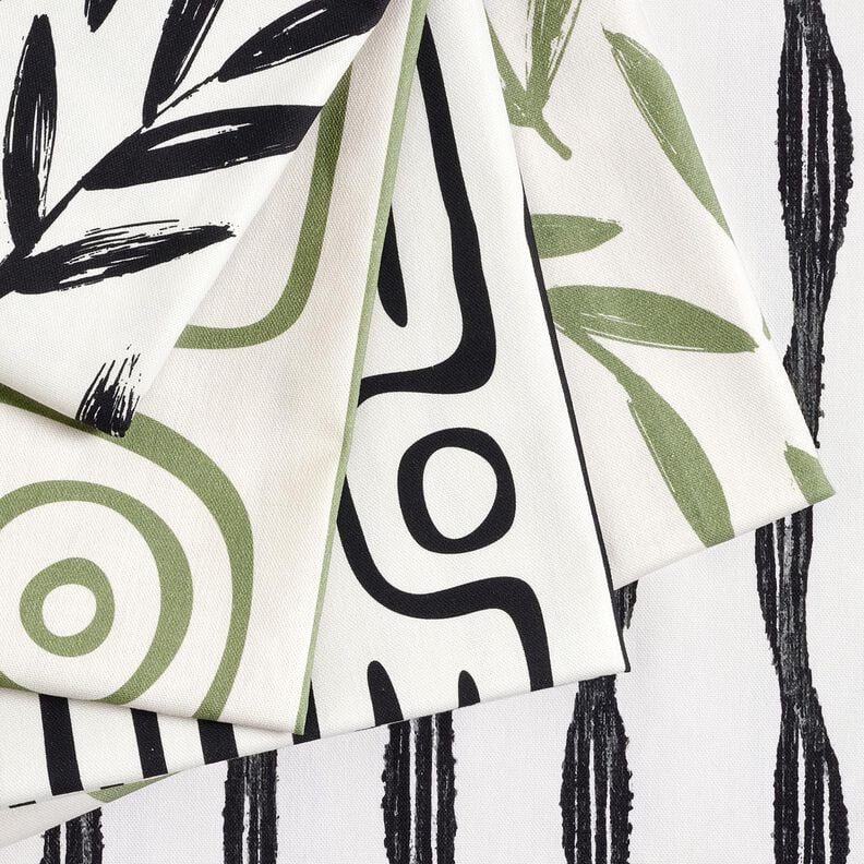 Decor Fabric Half Panama abstract striped pattern – pine/natural, image number 5