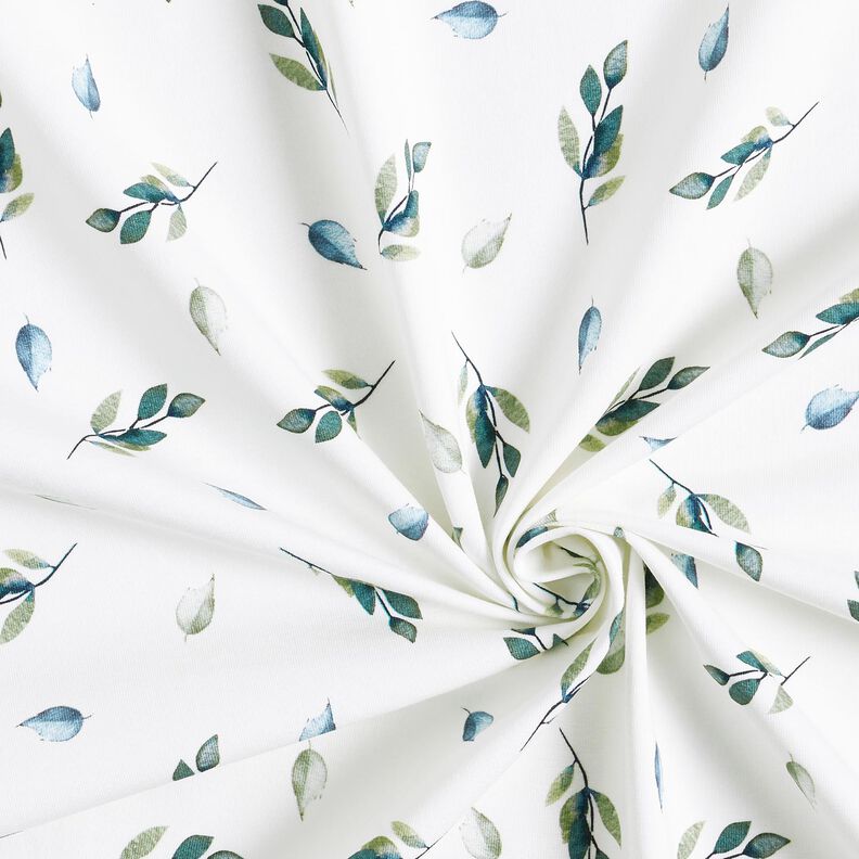 Cotton Jersey leafy branches Digital Print – ivory,  image number 3