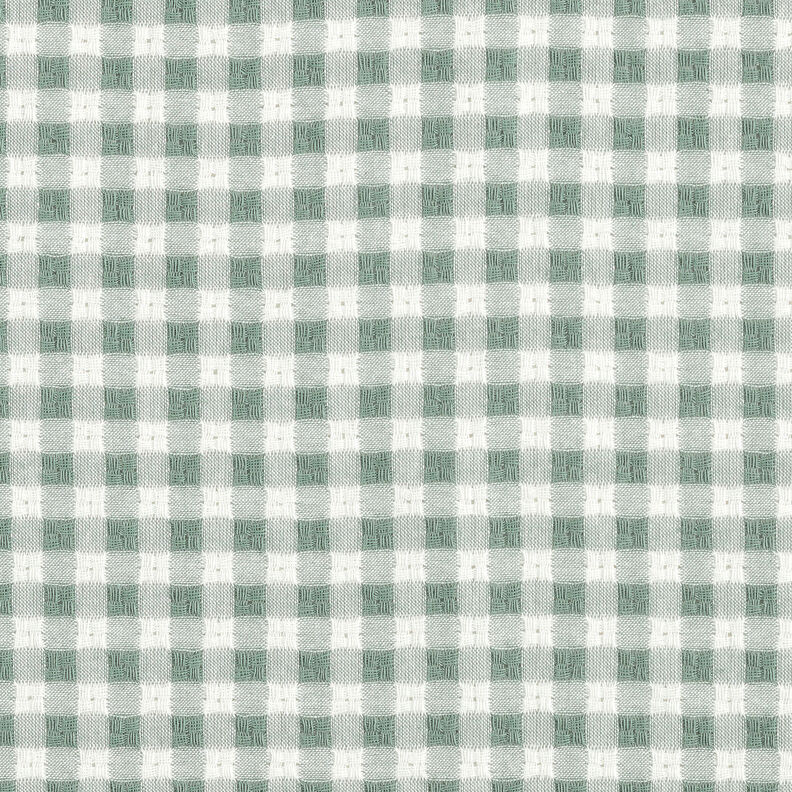 Textured check cotton fabric – white/reed,  image number 1