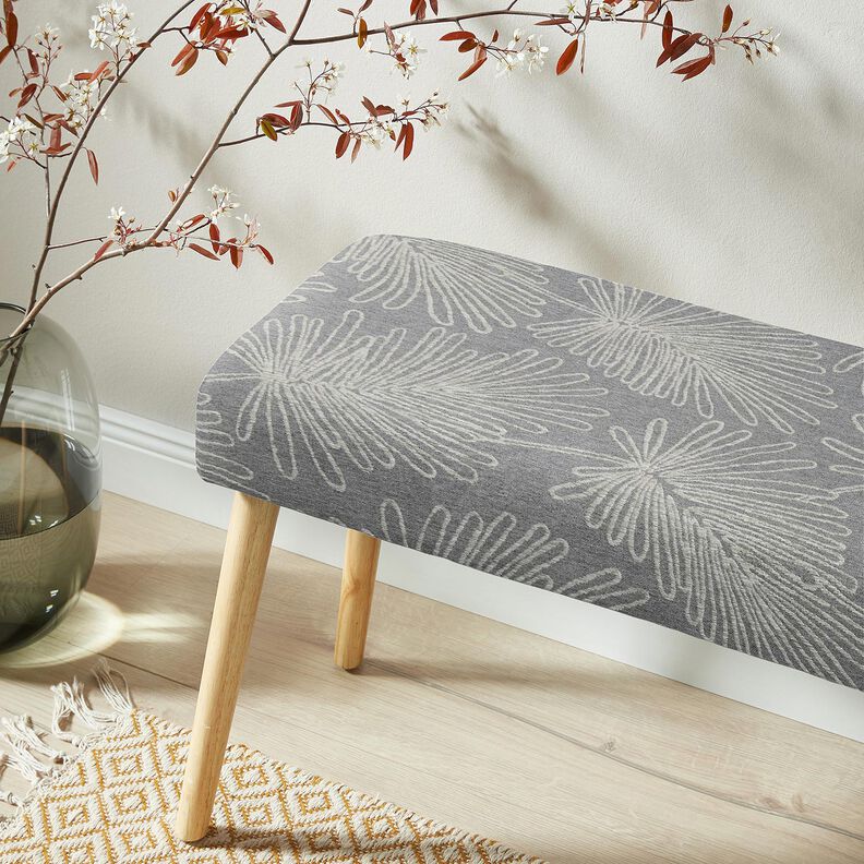 Decor Fabric Jacquard Leaf contours – grey, image number 6