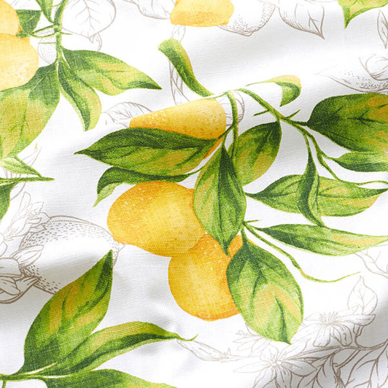 Decor Fabric Panama lemons – white/lemon yellow,  image number 2