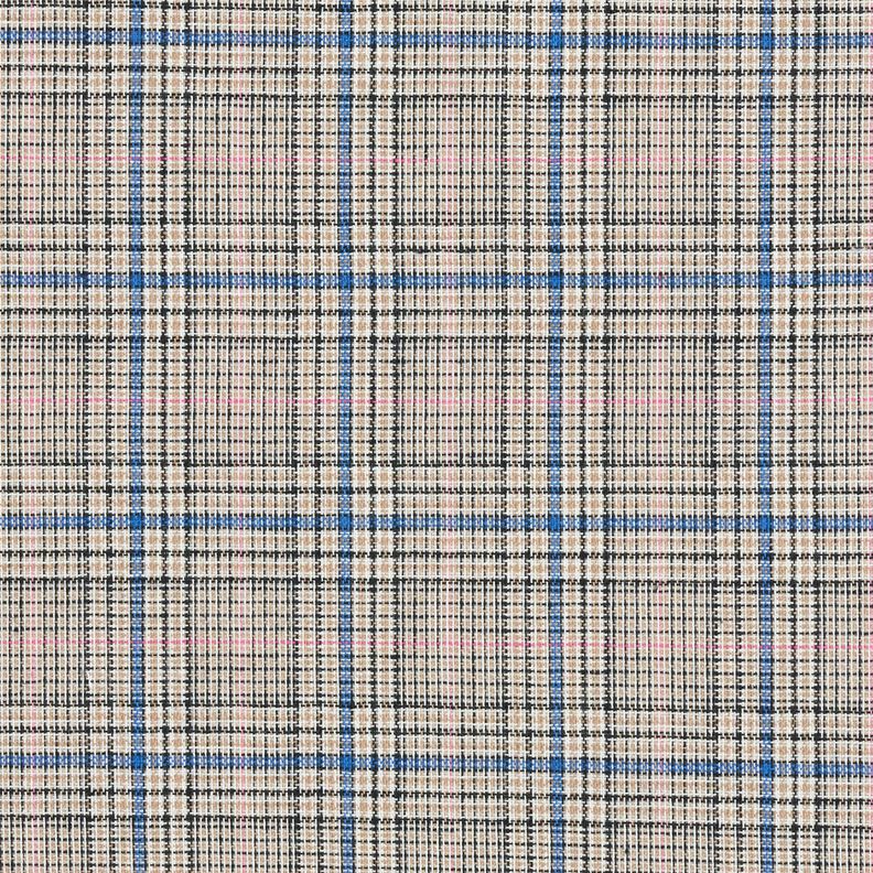 Cotton Blend fine check print – cashew/royal blue,  image number 1