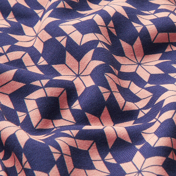 Norwegian Print Soft Sweatshirt Fabric – indigo/salmon,  image number 2