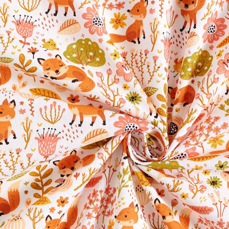 Cotton Cretonne Meadow Foxes – white, image number 3