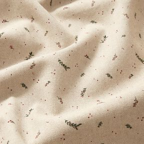 Decor Fabric Half Panama small winter berries – natural/carmine, 