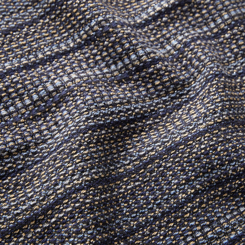 Textured glitter yarn coat fabric – midnight blue/dune,  image number 2