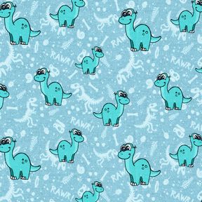Cotton Jersey dinosaurs and fossils | Glitzerpüppi – light blue/peppermint, 