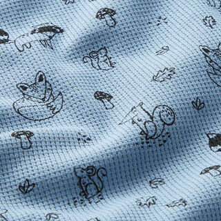 Waffle Jersey Woodland Animals – steel blue/black, 