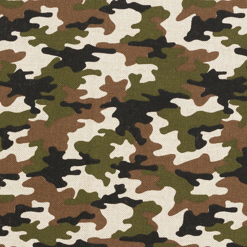 Decor Fabric Half Panama camouflage – natural/dark olive,  image number 1