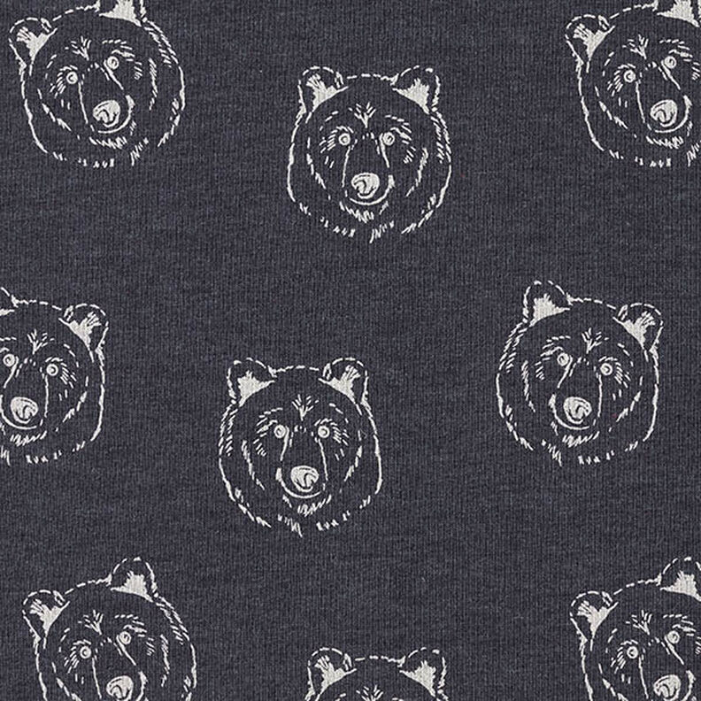 Brushed Sweatshirt Fabric Bear – midnight blue/light grey,  image number 1