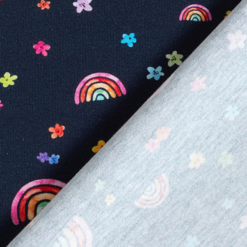 Cotton Jersey colourful flowers and rainbows Digital Print – midnight blue/colour mix,  image number 4