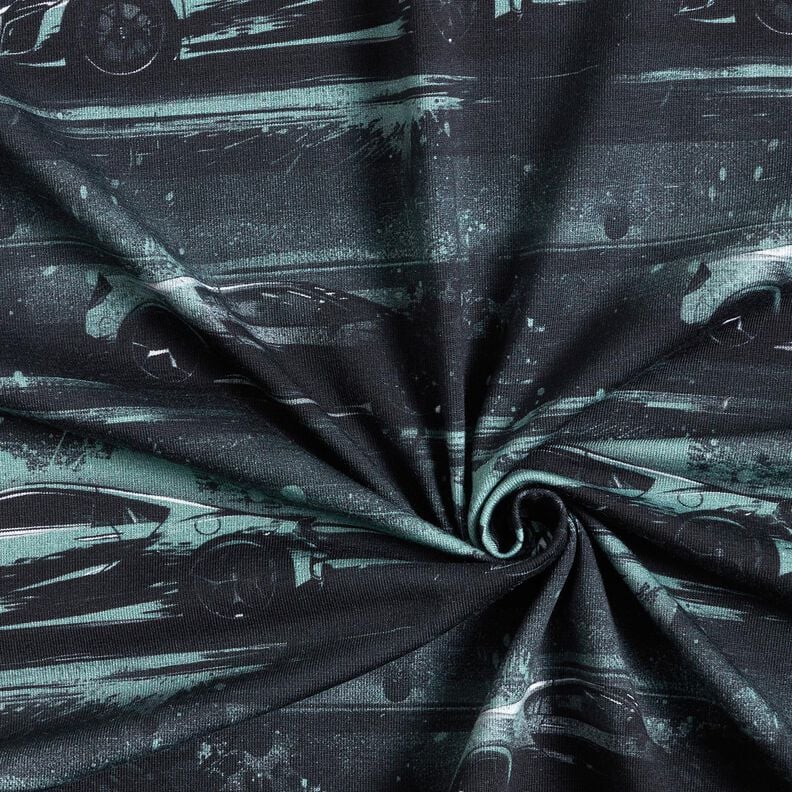Cotton Jersey racing car Digital Print – black/pearl grey,  image number 3