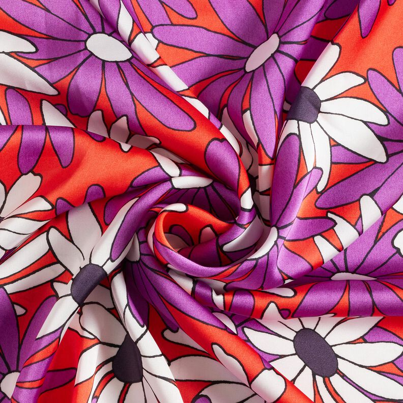 Satin expressive flowers – orange/red lilac,  image number 3