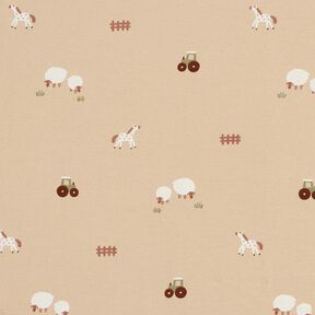 Cotton Jersey farmyard – almond, 