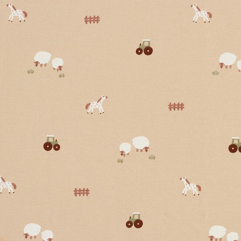 Cotton Jersey farmyard – almond, image number 1