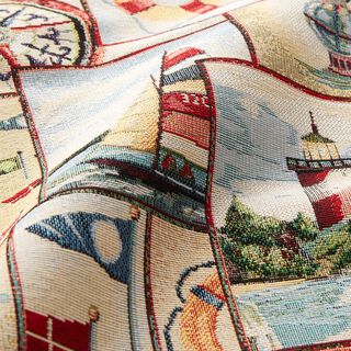 Decor Fabric Tapestry Fabric nautical collage – light beige/light blue, 