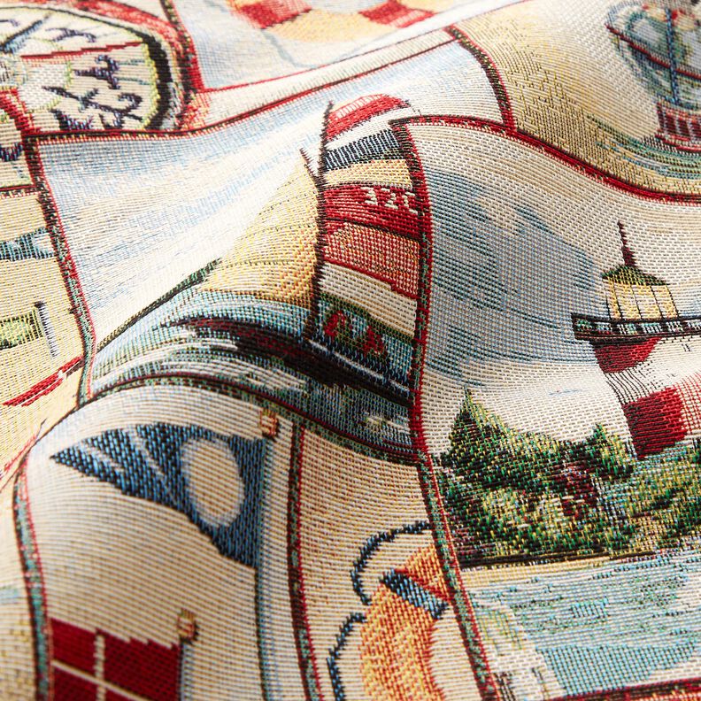 Decor Fabric Tapestry Fabric nautical collage – light beige/light blue,  image number 2