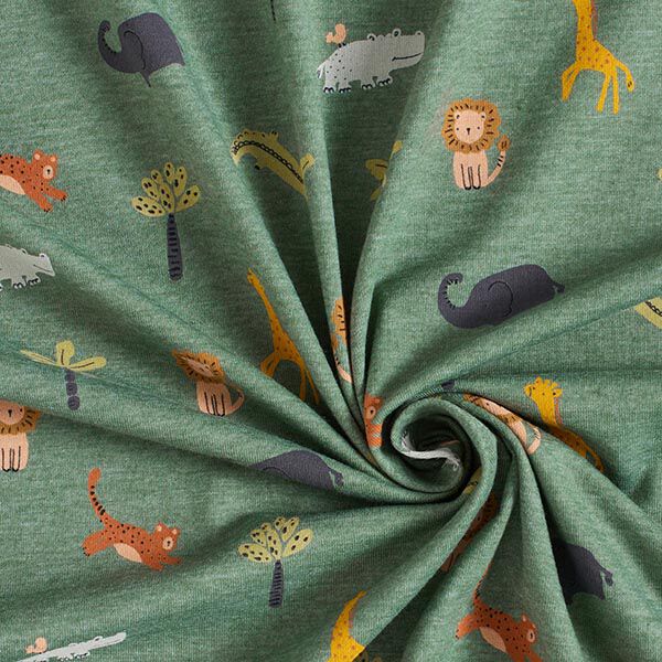 Cotton Jersey Jungle Animals  – green,  image number 3
