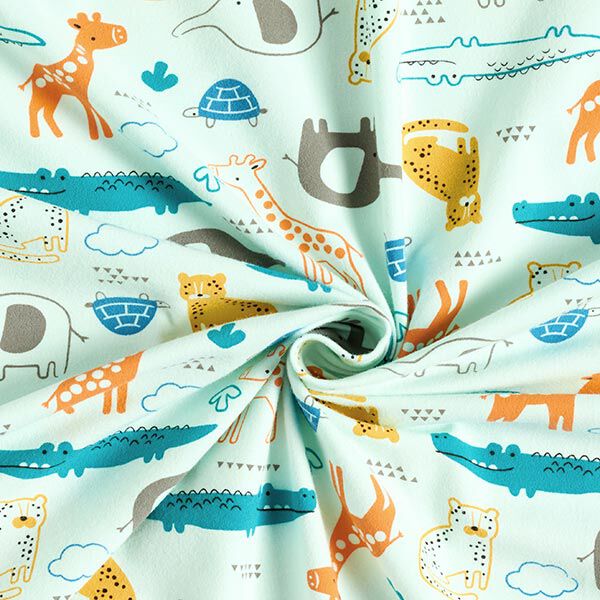 Cotton Jersey Jungle animals – mint,  image number 3