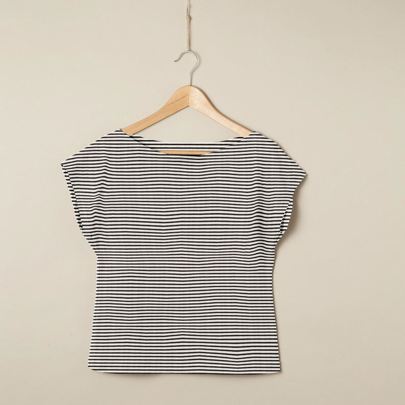 Cotton Jersey narrow stripes – cream/black, image number 5