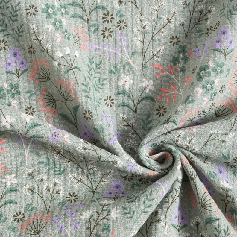 GOTS Double Gauze/Muslin Spring flower meadow | Poppy Fabrics – reed,  image number 3