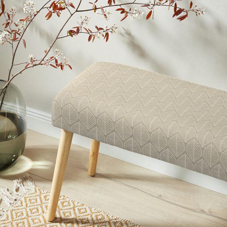 Decor Fabric Jacquard Leaves – beige, image number 8