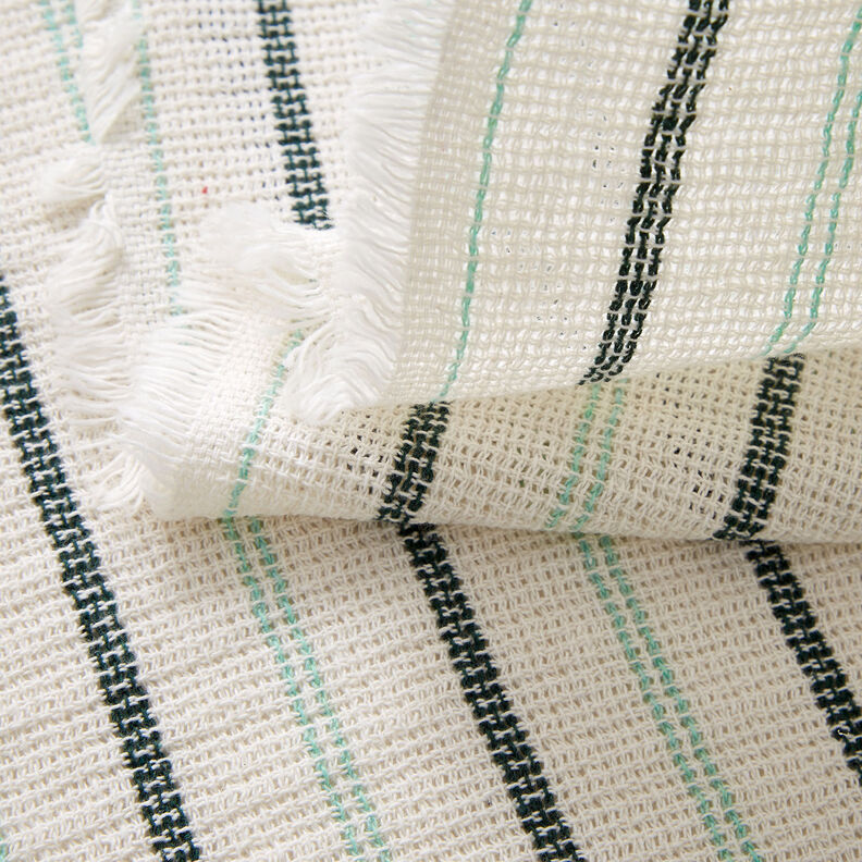 Grid structure vertical stripes cotton fabric – white/peppermint, image number 5