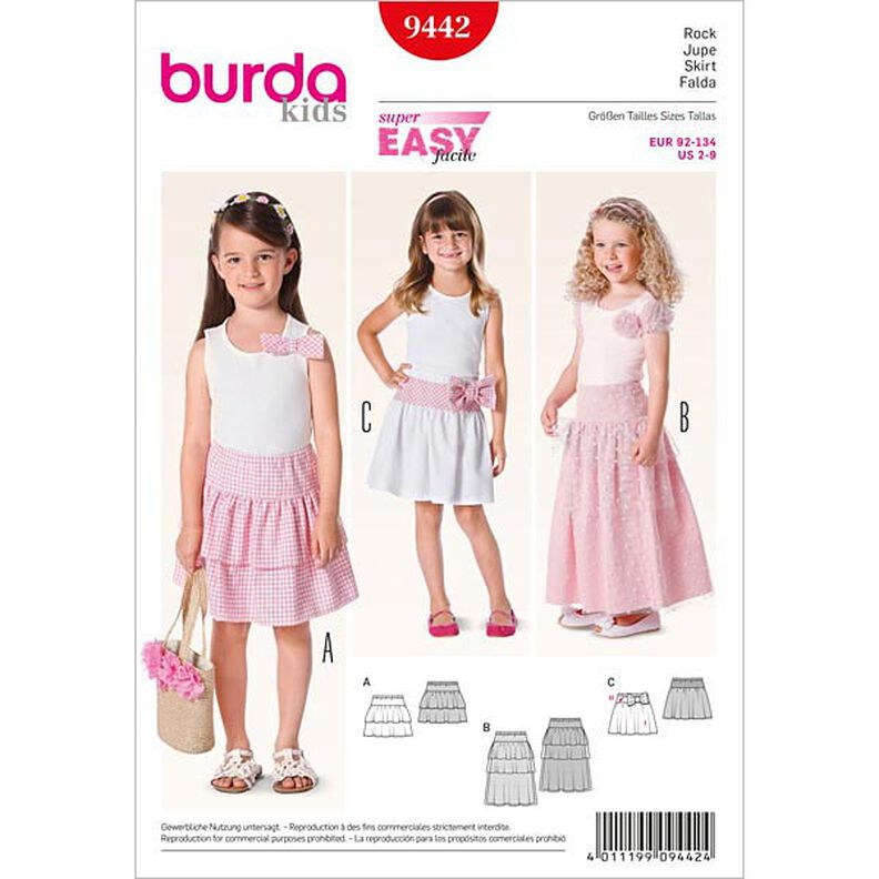Skirt / Tiered Skirt– elastic casing, Burda 9442,  image number 1