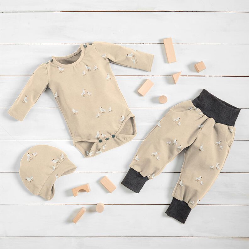 Cotton Jersey cute seagulls – cashew,  image number 6