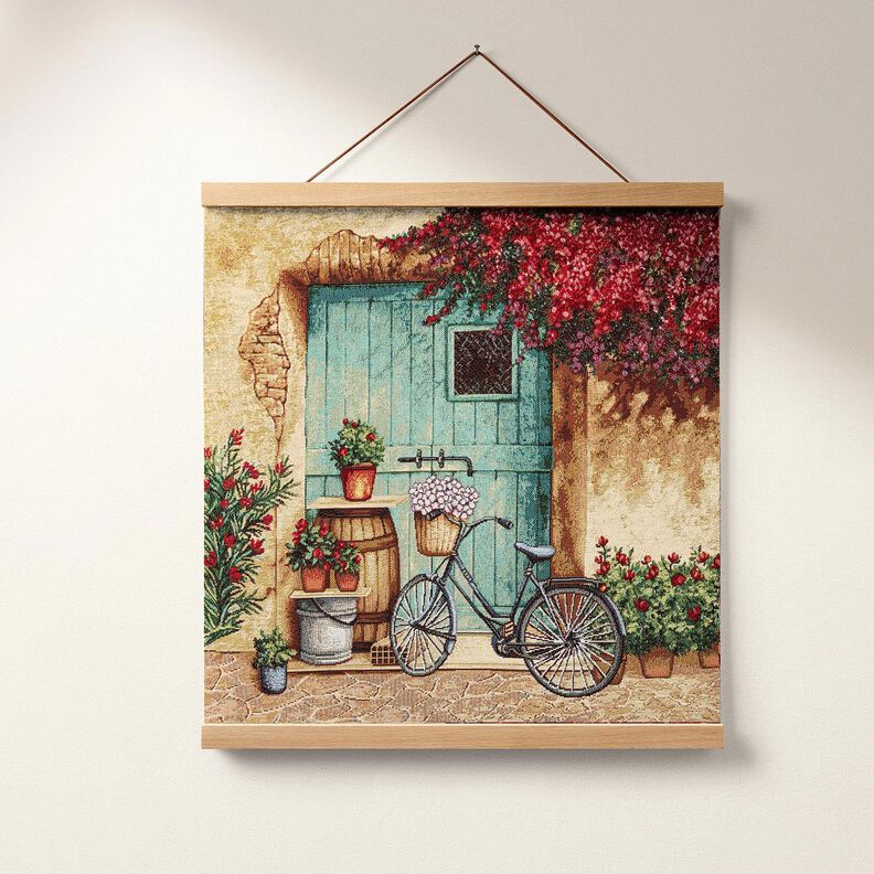 Decorative Panel Tapestry Fabric Bicycle – light beige/carmine, image number 5