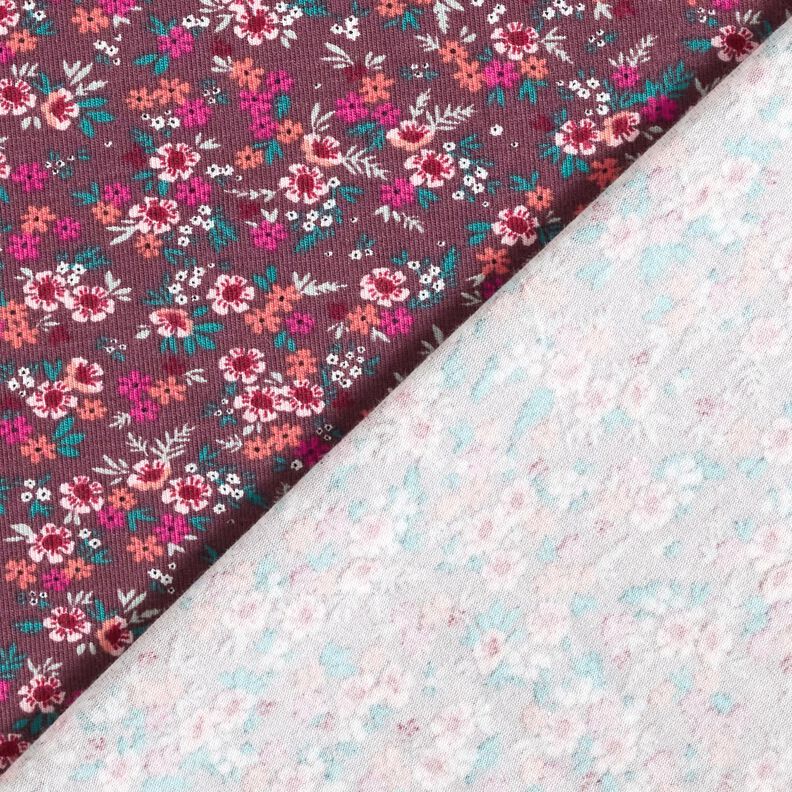 Cotton Jersey sea of flowers – merlot/coral,  image number 4