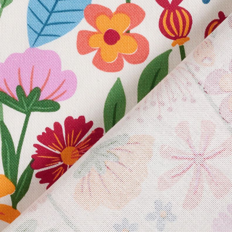 Decor Fabric Half Panama colourful flowers – ivory/pastel violet,  image number 4