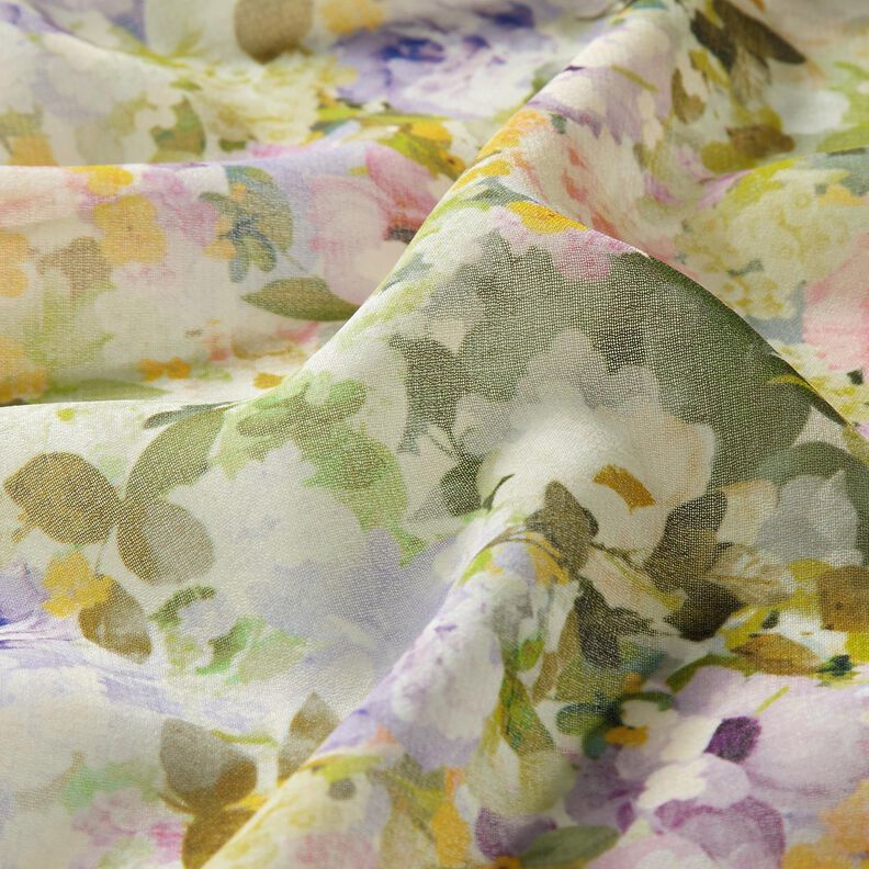 Chiffon sea of flowers recycled – pastel violet/lime green,  image number 2