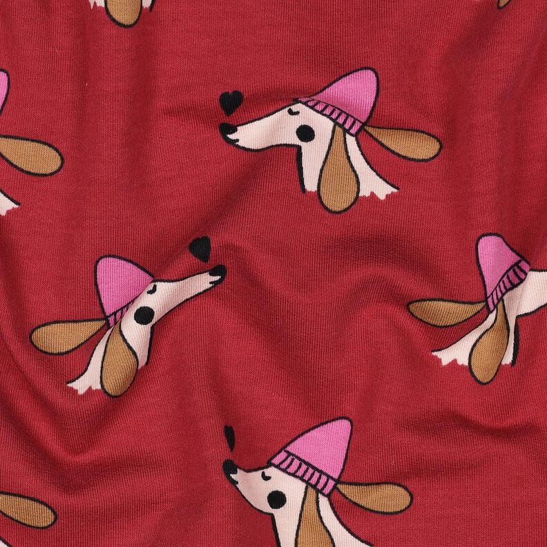French Terry Dog with hat | Poppy Fabrics – dark red/pink, image number 2