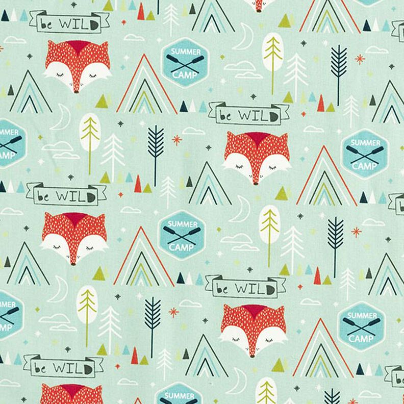 Cotton Cretonne Be Wild Fox – pastel green,  image number 1