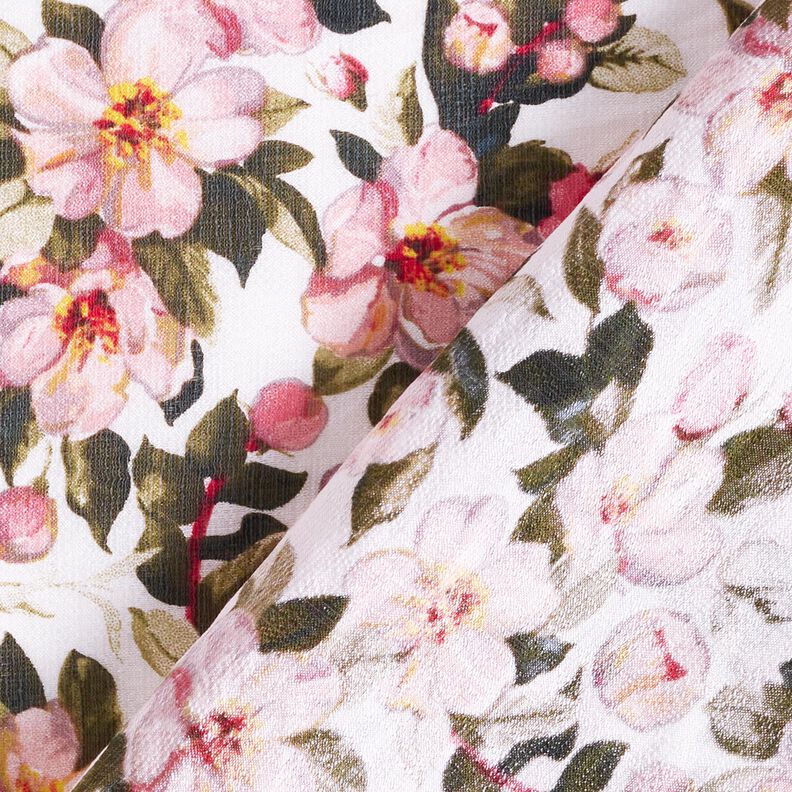 Romantic spring flowers viscose blend – white,  image number 4