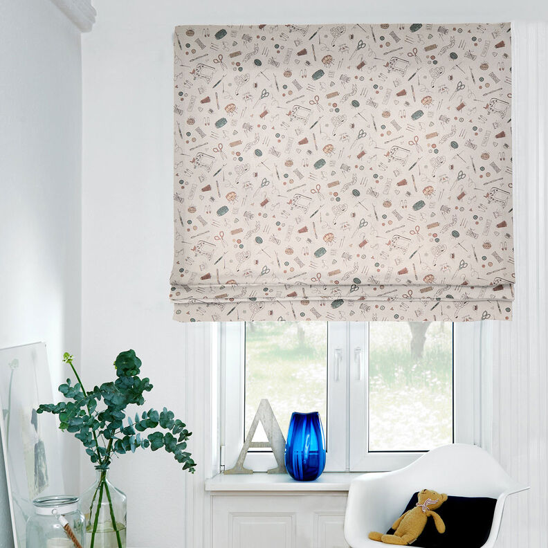 Decor Fabric Half Panama Sewing room – natural/black, image number 8