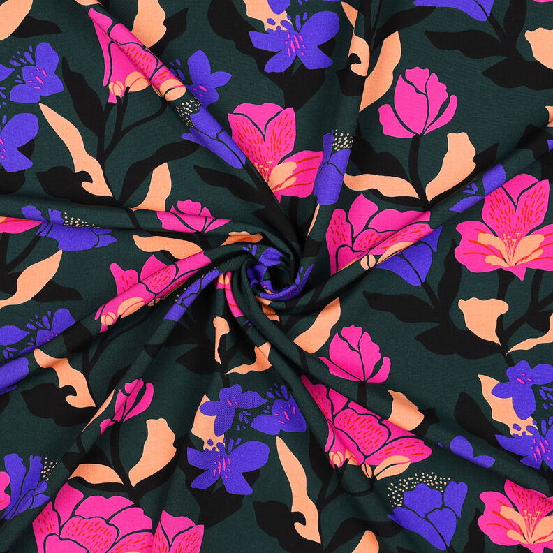 LENZING™ ECOVERO™ viscose fabric  Amira Floral | Nerida Hansen – dark green/lilac,  image number 3